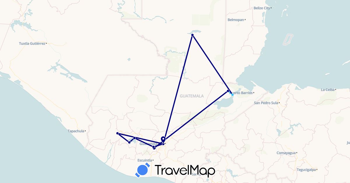 TravelMap itinerary: driving, boat in Guatemala (North America)